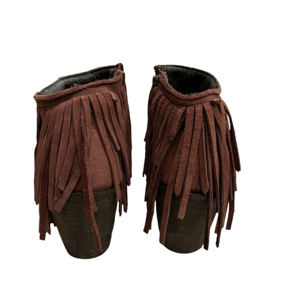 Independent Boot Co 6.5C Brown Leather Tassel Cowgirl Western Suede Booties*READ - Picture 4 of 12